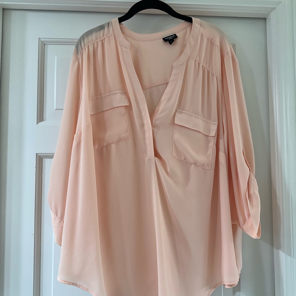 Torrid Harper Georgette Pullover 3/4 Sleeve size 2 color pink